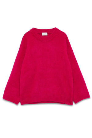 W' Crew Neck Amish Mohair Brushed Fuxia