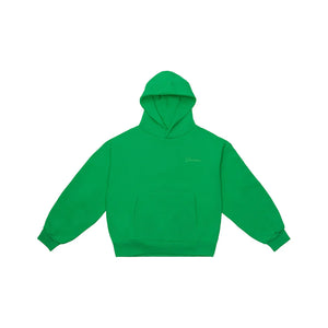 Double Layer Embroidered Hoodie Emerald Green