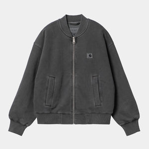 W Nelson Sweat Bomber Charcoal Garment Dyed