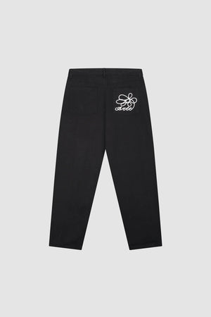 Embroidery Pocket Pants Black