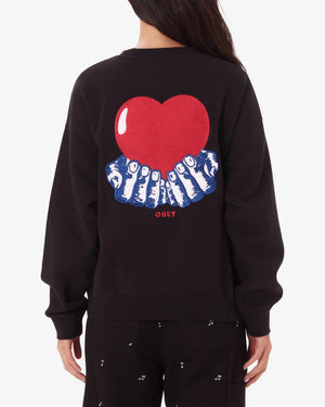 W' Heart Crew Fleece Digital Black