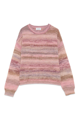 W' Boho Crew Neck Wool Alpaca Sweater Pink