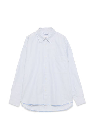 Dropped Raw Edge Oxford Stripe Washed White / Blue