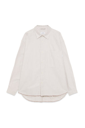 Dropped Raw Edge Oxford Stripe Washed White / Nut