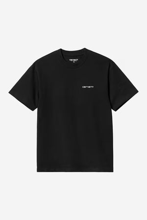 W' S/S Script Embroidery T-S Black / White