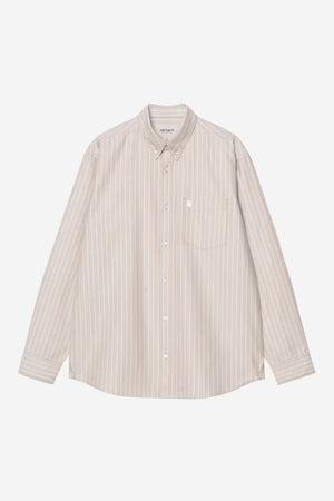 L/S Cassel Shirt Cassel Stripe, Peanut / White