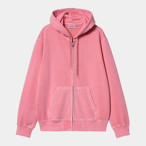 Hooded Duster Script Jacket Charm Pink Garment Dyed