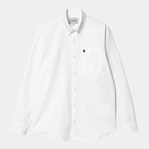 L/S C-Logo Shirt White / Dark Navy